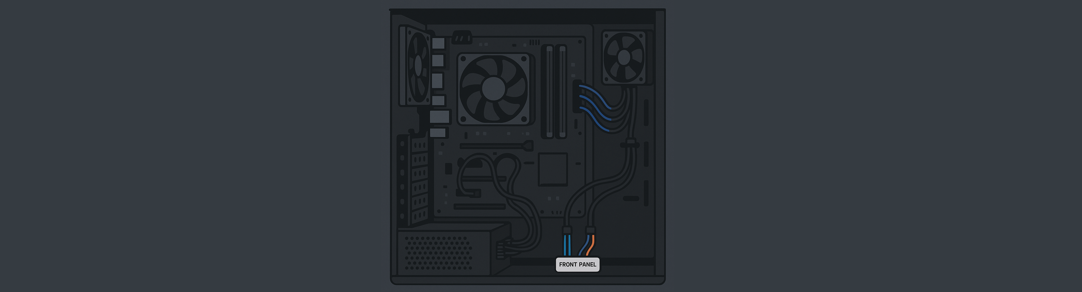 Front panel connectors and fan headers